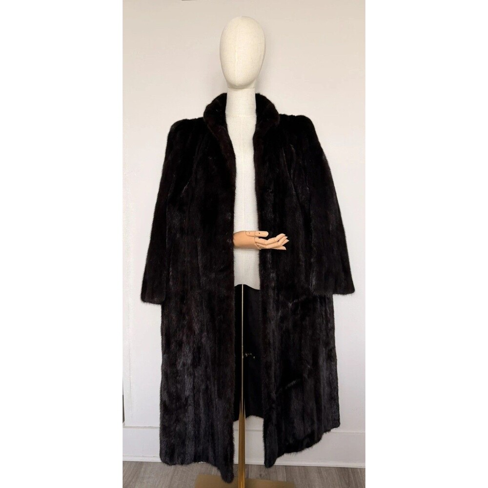 Vintage Blackglama Women’s Dark Brown Mink Fur Coat Long Full Length Size L